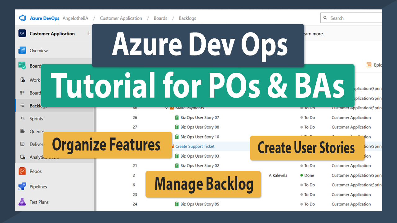 Business Analyst Software Tutorial – Azure DevOps for Business Analysts & Product Owners